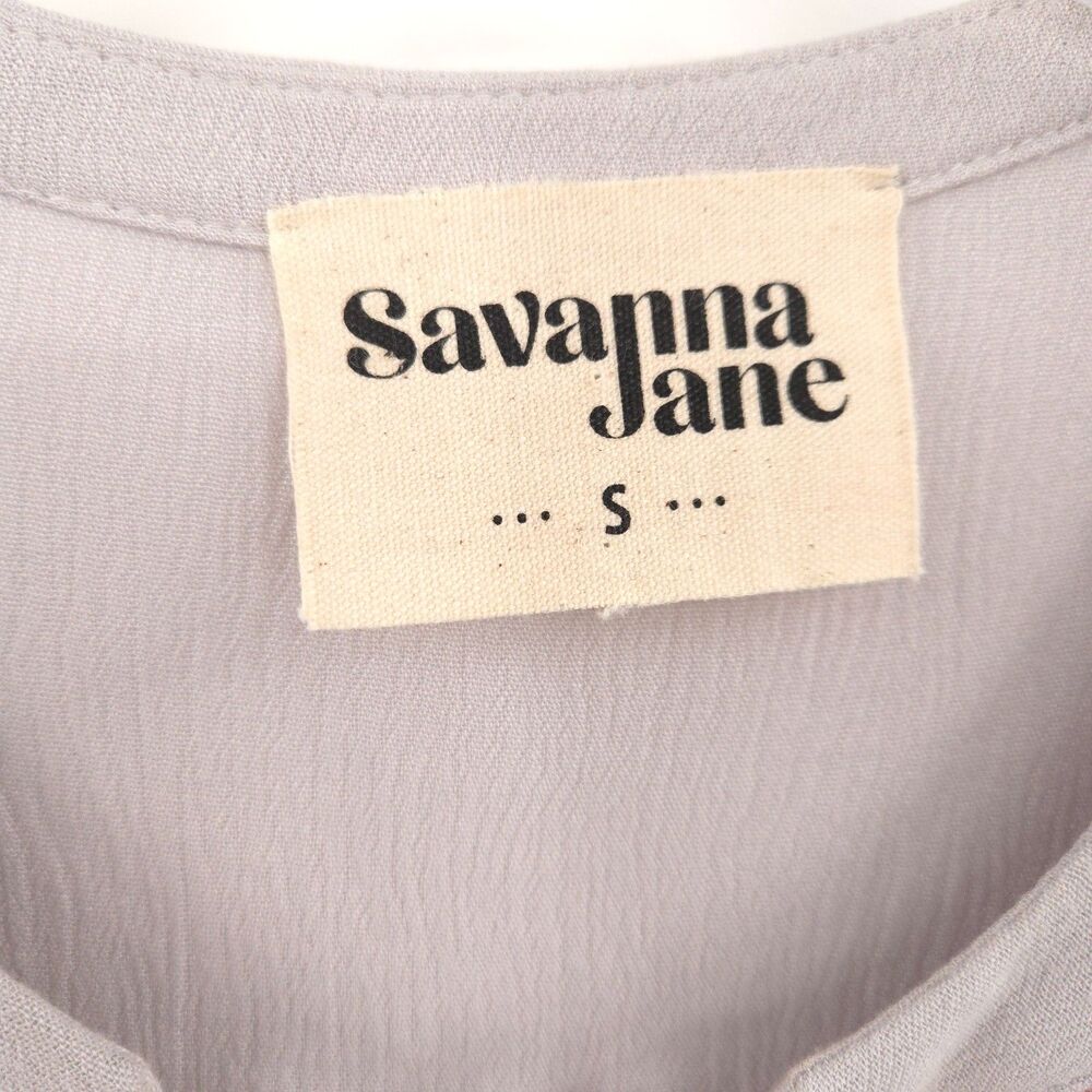 Savanna Jane embroidered top Size S Aztec gray tassel tie western Boho - Picture 3 of 7